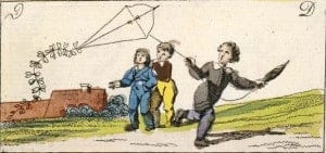 Boys flying a kite