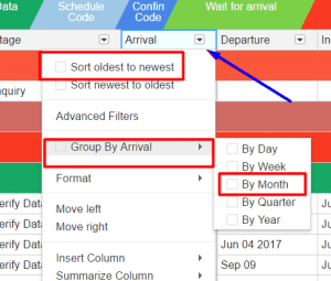 Streak sorting options